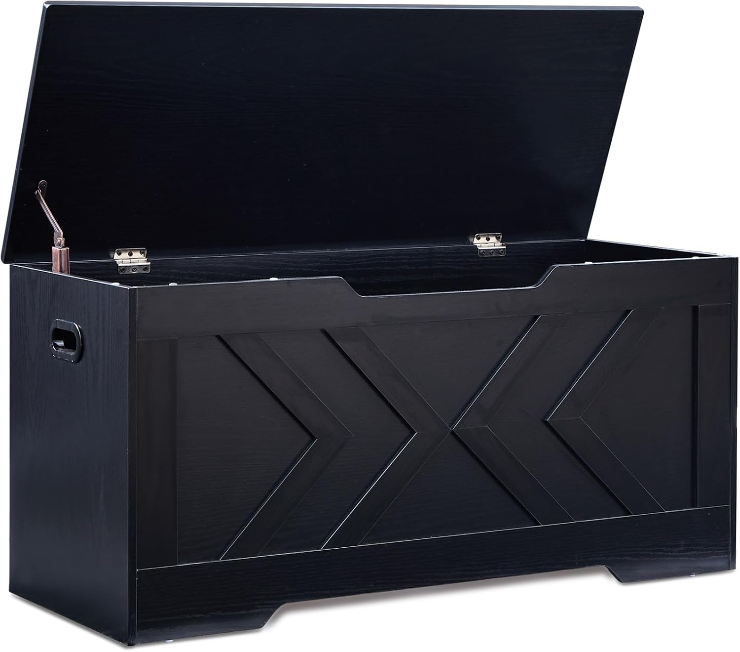 Ink Black Large Safety Hinge Storage Chest Bench