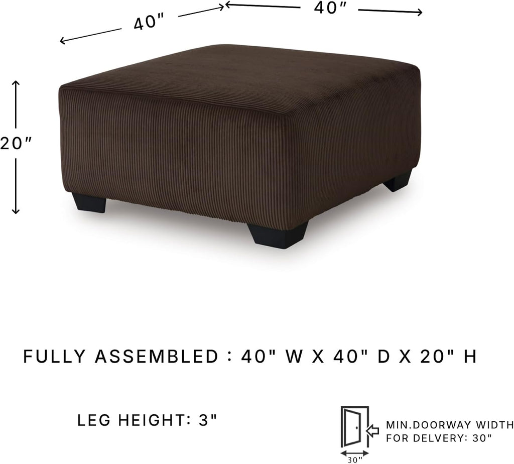 Dark Brown Striped Oversized Ottoman