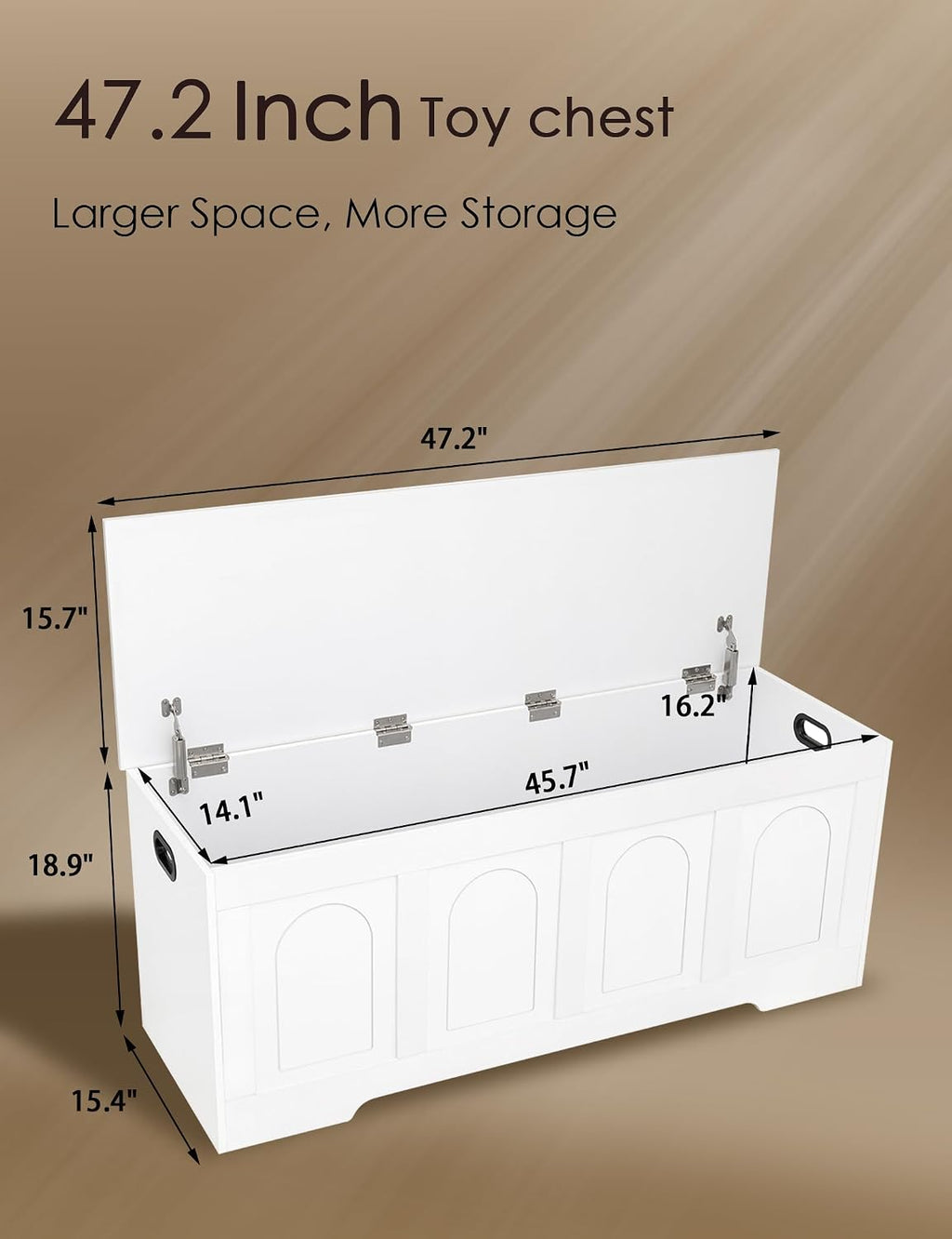 White Rattan-Like Safety Hinge Storage Chest Bench