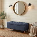 Blue Woven Ainsley Tufted Storage Bench