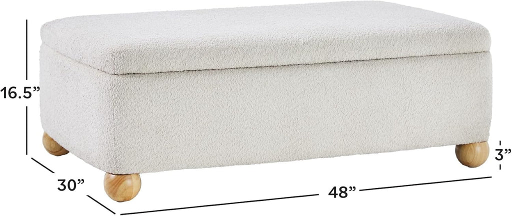 Ivory Bouclé Linley Large Storage Ottoman