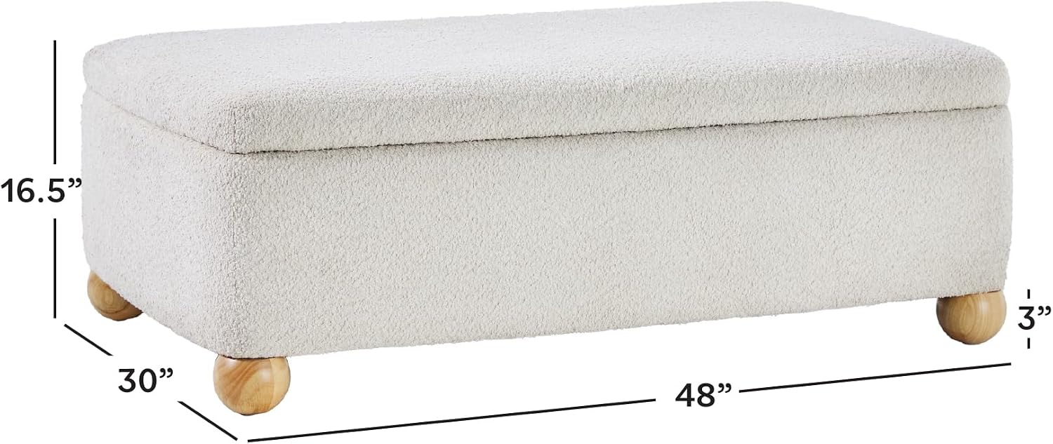 Ivory Bouclé Linley Large Storage Ottoman