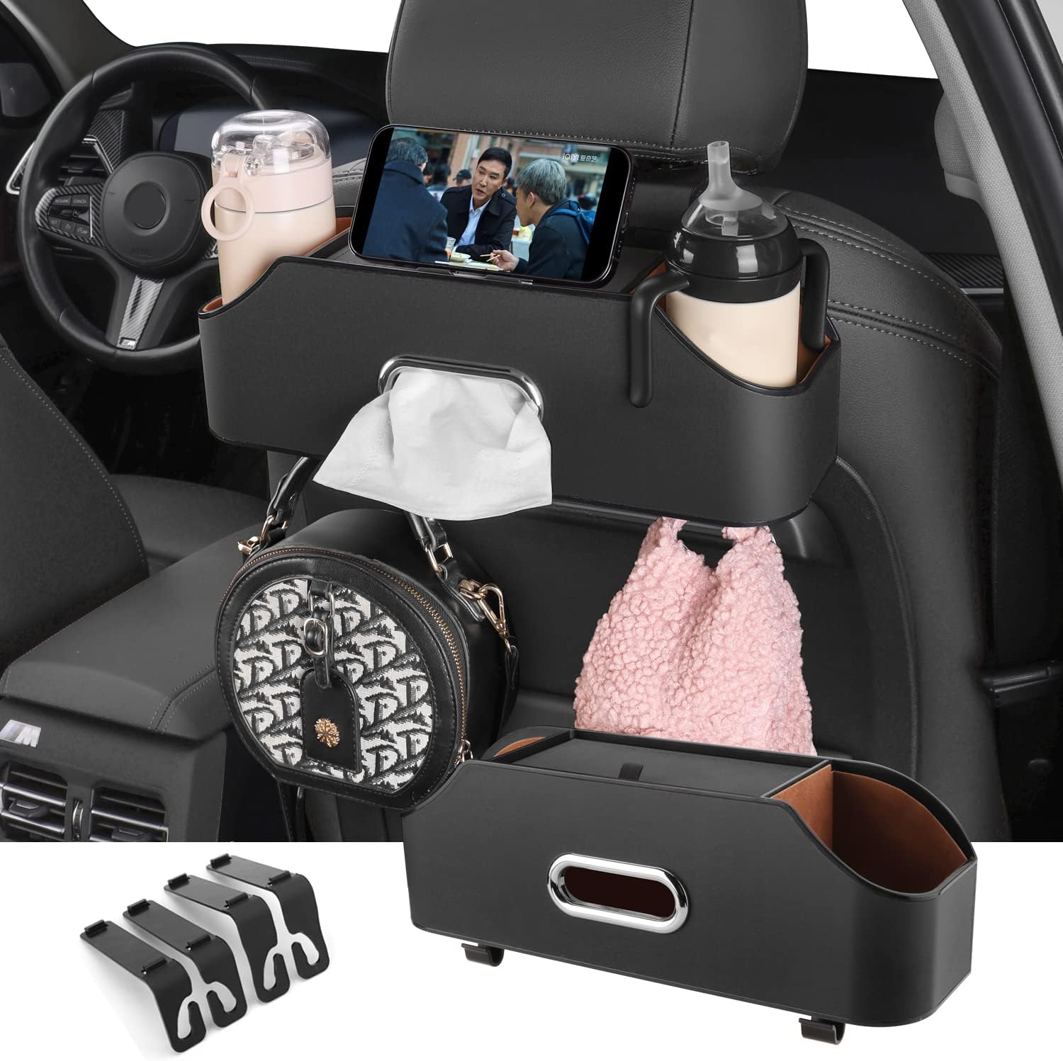 Black Multi-Pocket Car Back Seat Organizer