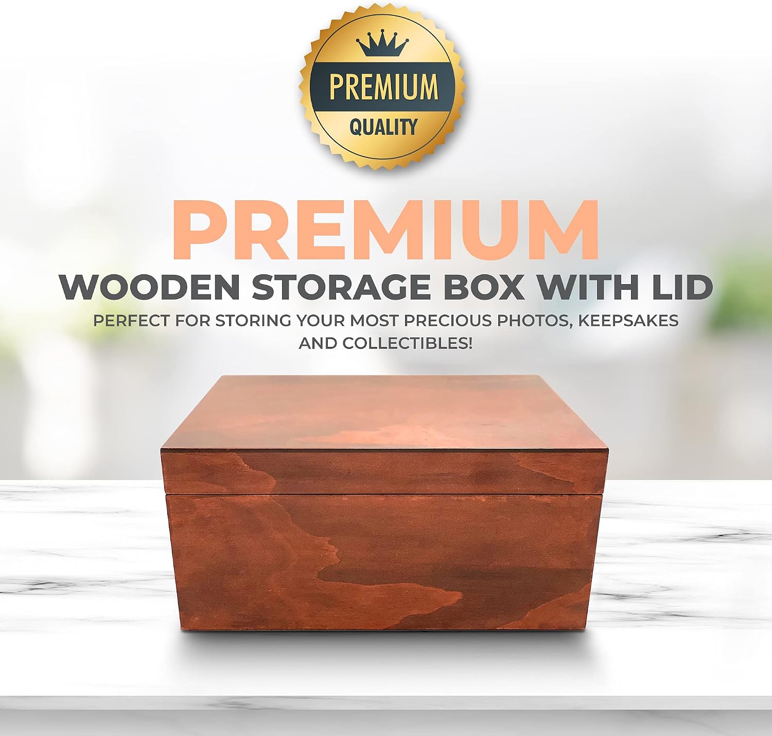 Dark Oak Hinged Wooden Decorative Storage Box