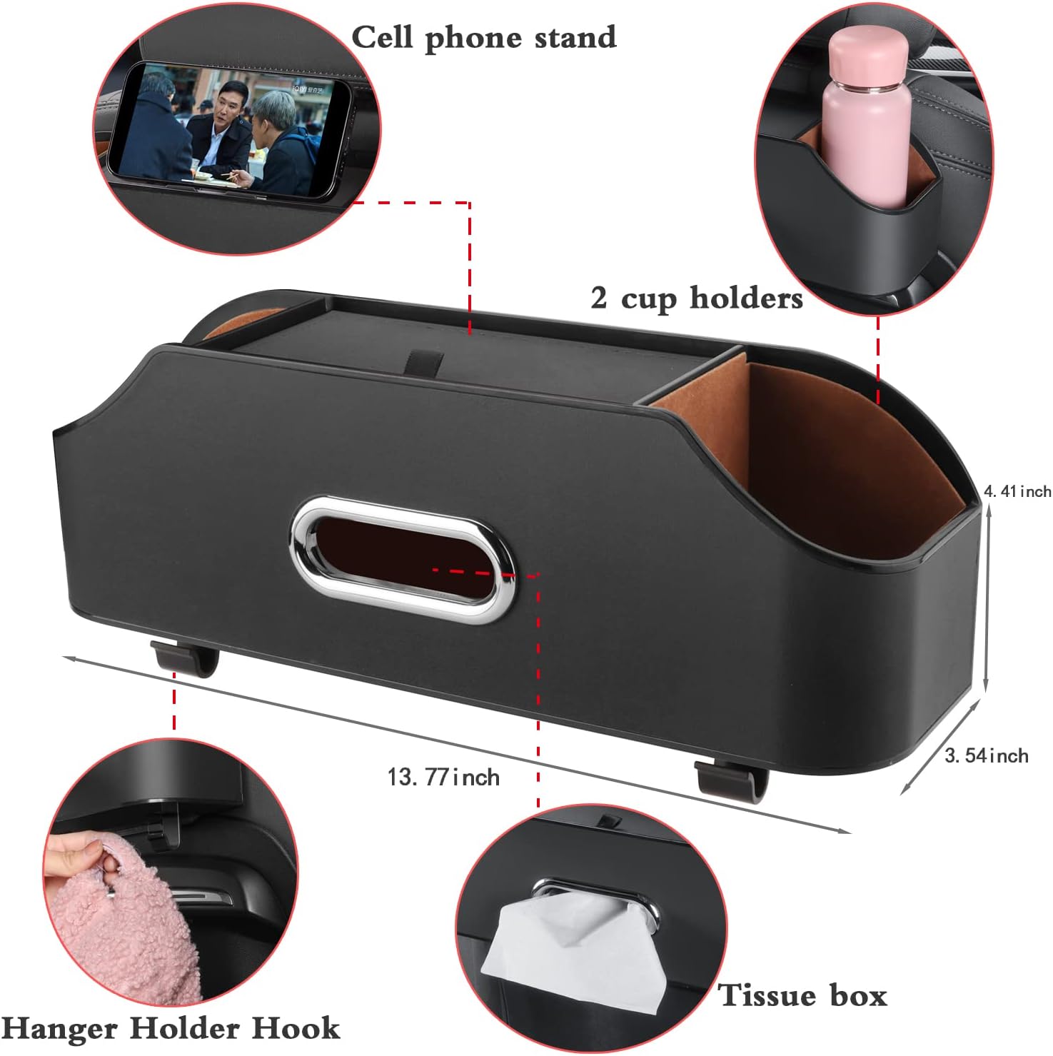 Black Multi-Pocket Car Back Seat Organizer