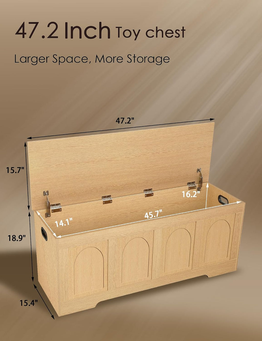 Natural Rattan-Like Safety Hinge Storage Chest Bench