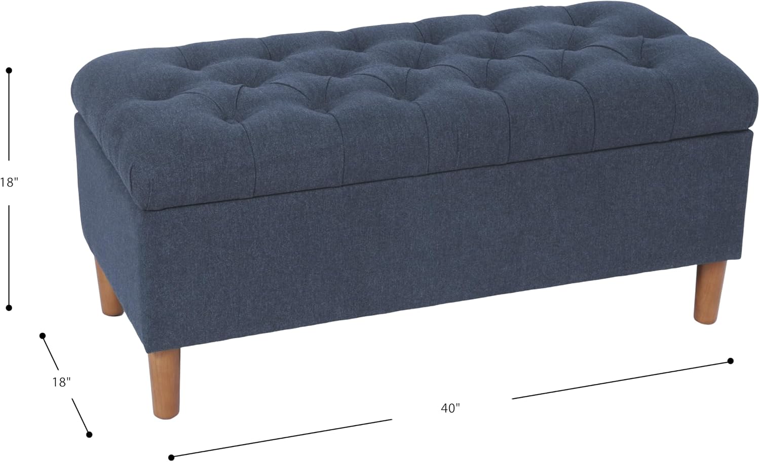 Blue Woven Ainsley Tufted Storage Bench