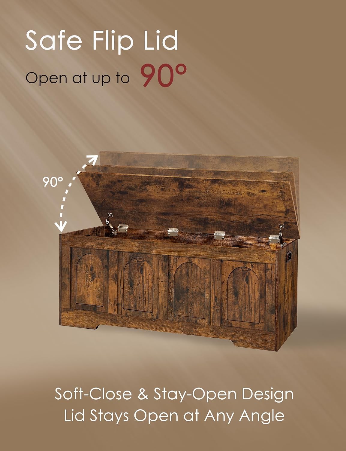 Rustic Brown Flip Top Storage Bench