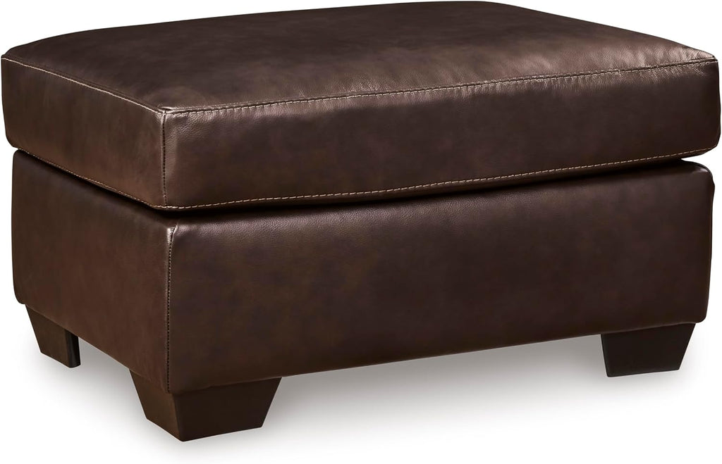 Dark Brown Santorine Leather Ottoman