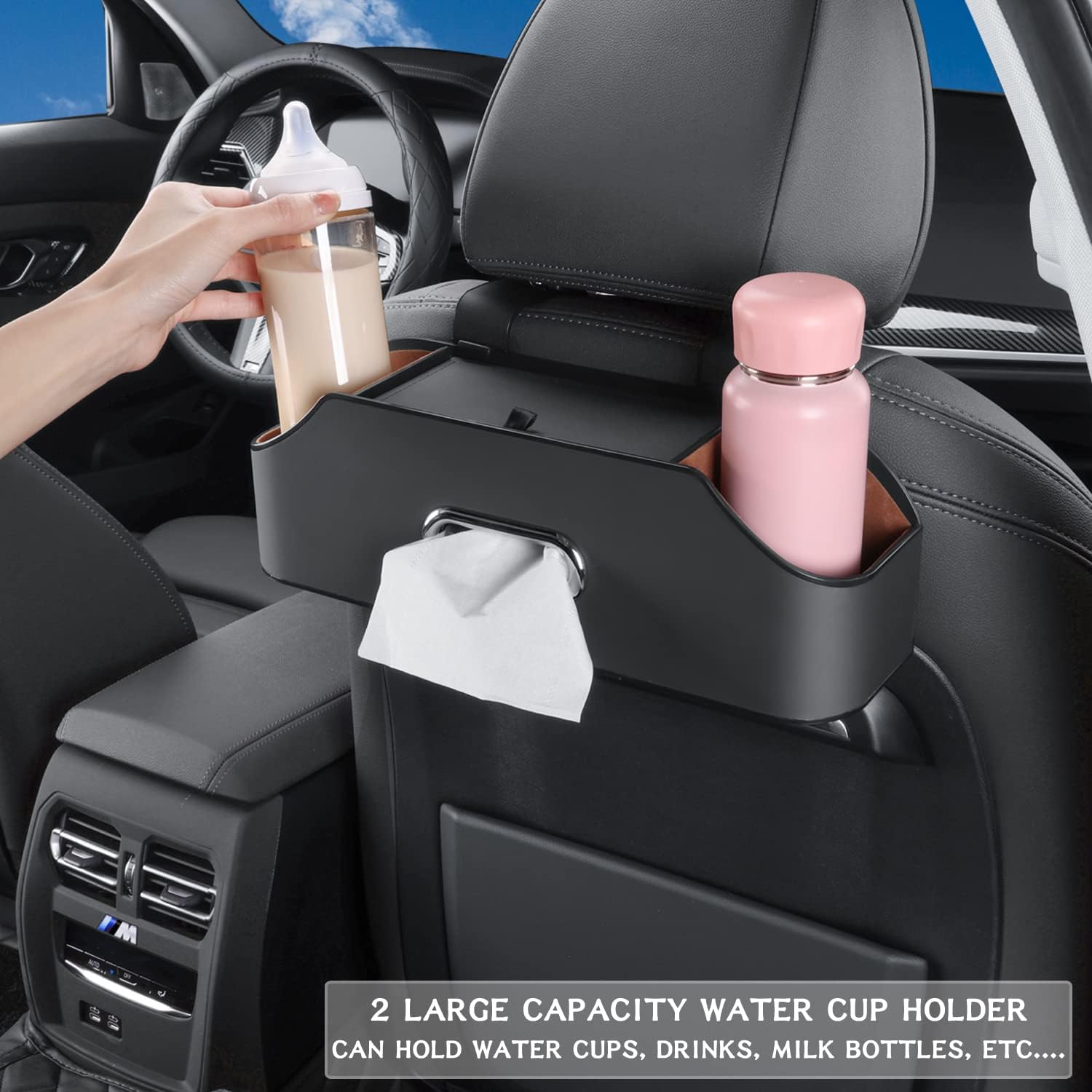 Black Multi-Pocket Car Back Seat Organizer