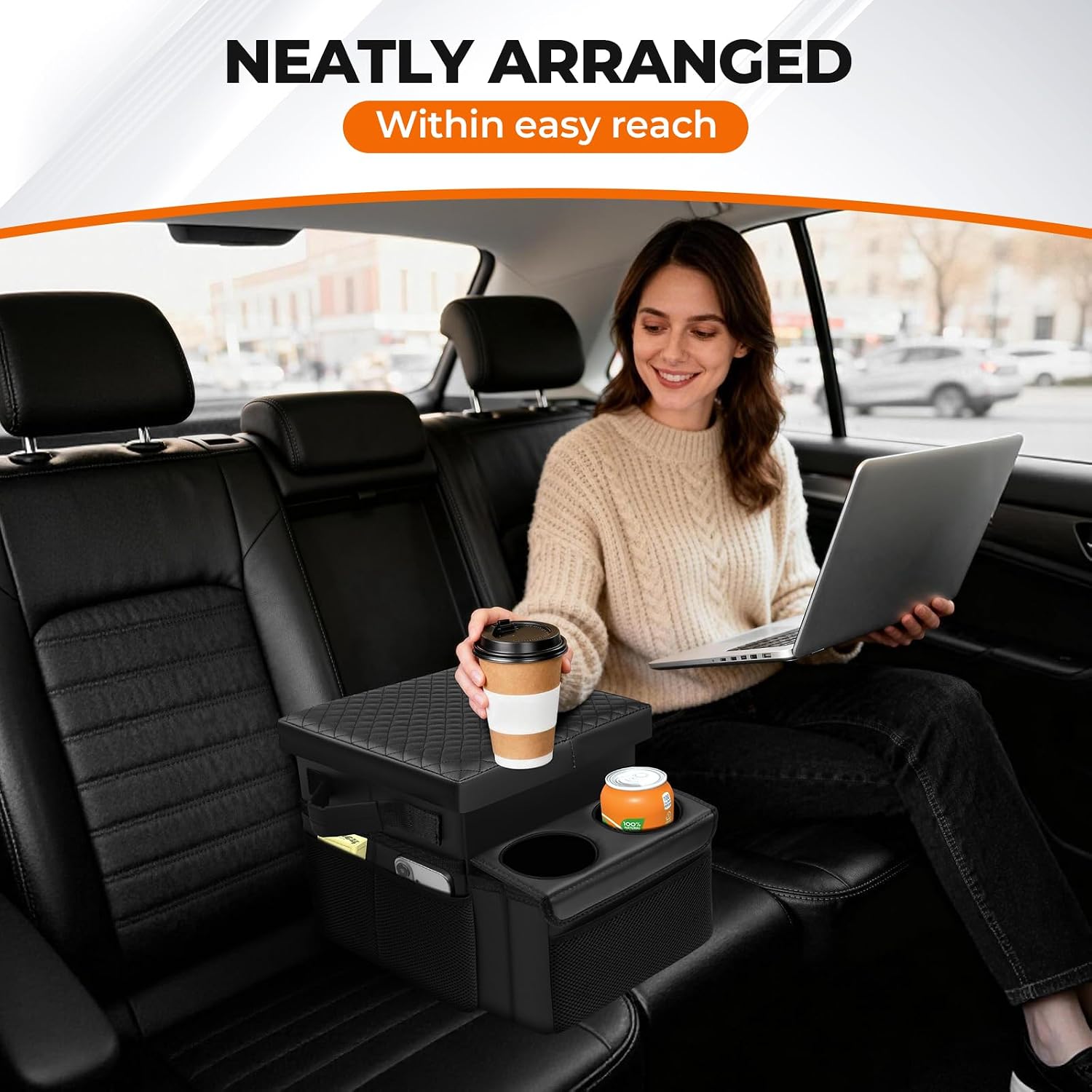 Black Foldable Rear Car Seat Storage Organizer