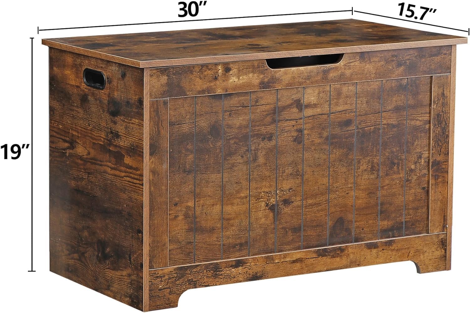 Rustic Brown Wooden Safety Hinge Storage Chest