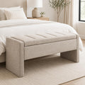 Grey Brown Linen Storage Ottoman Bench