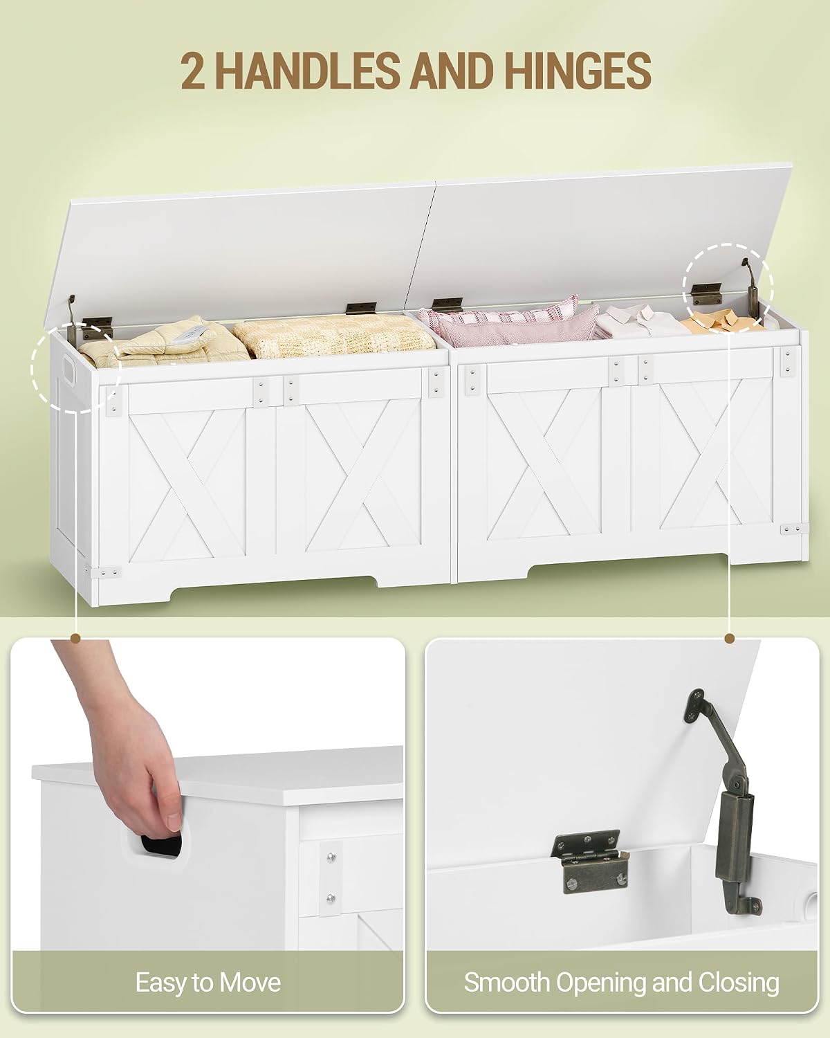 White Farmhouse Large Lift Top Storage Chest Bench