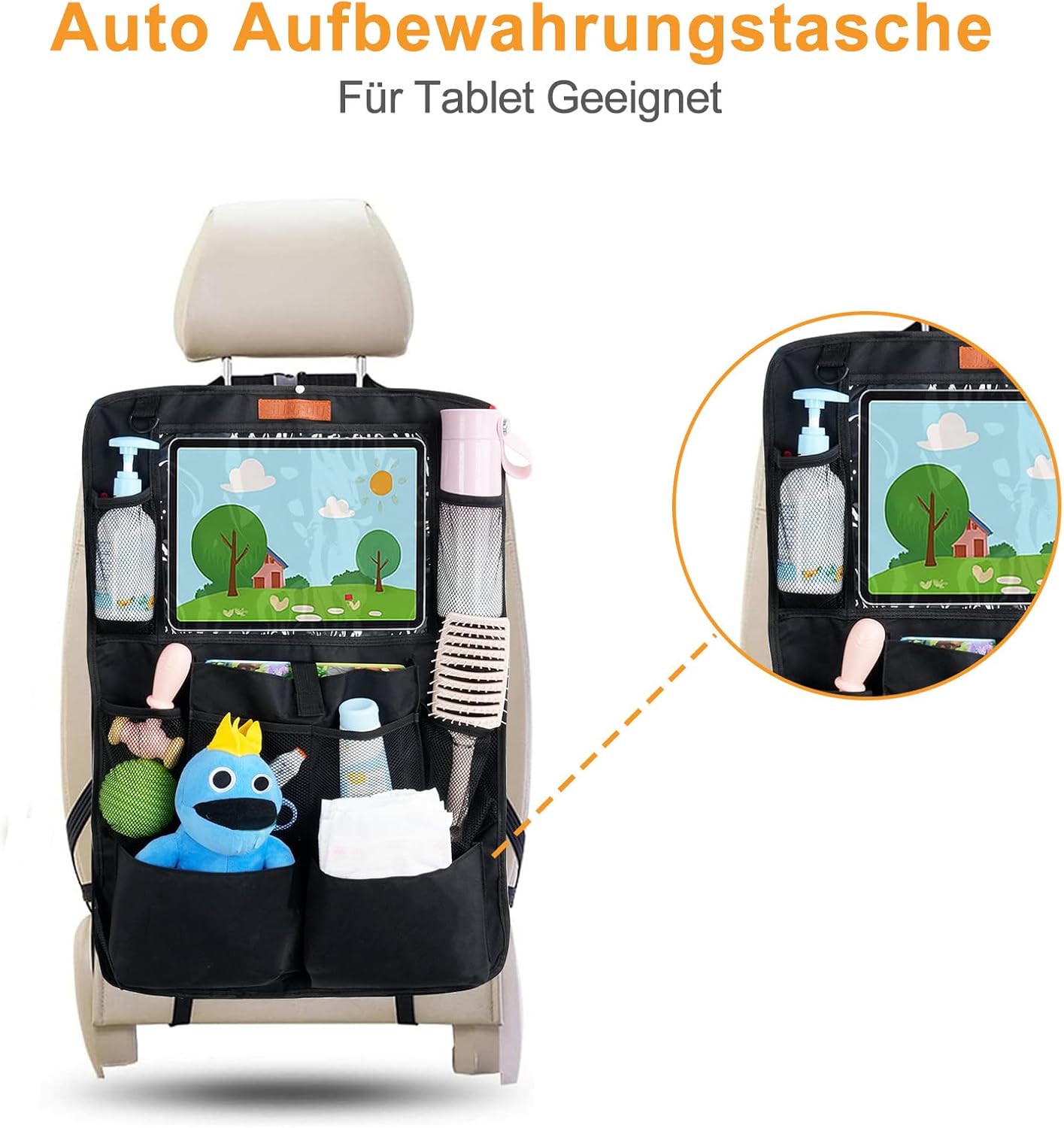 Black Waterproof Kids Backseat Organizer