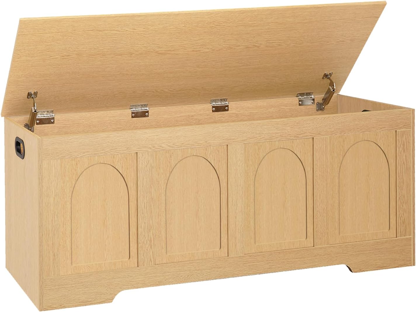 Natural Rattan-Like Safety Hinge Storage Chest Bench