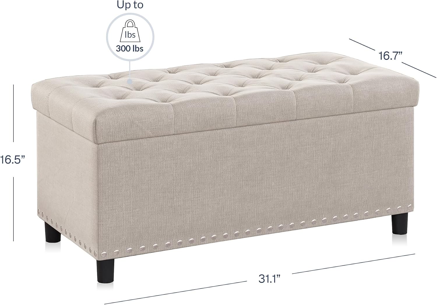 Beige Tufted Storage Ottoman