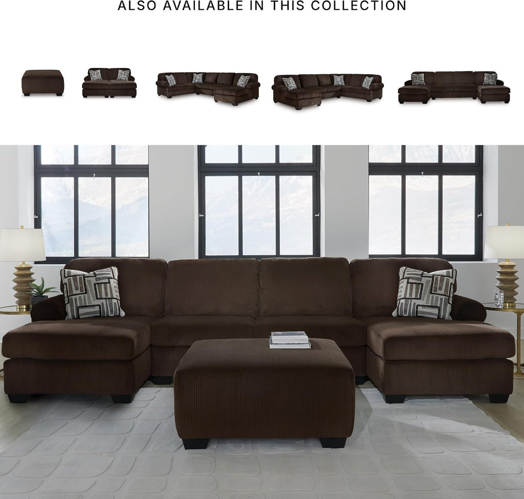 Dark Brown Striped Oversized Ottoman