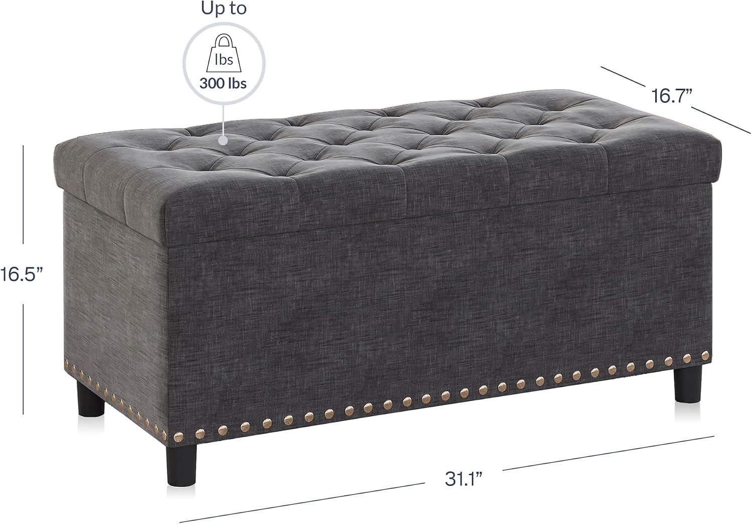 Dark Gray Tufted Storage Ottoman