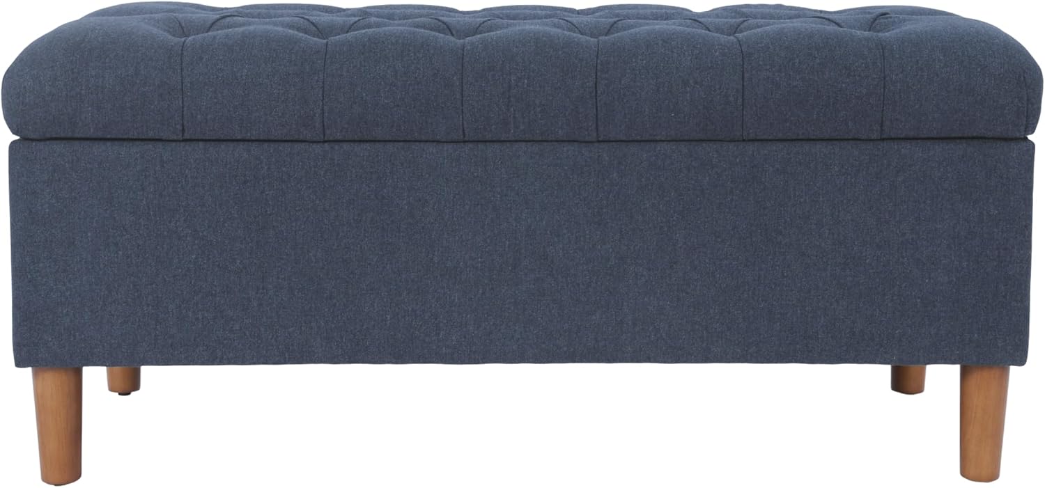 Blue Woven Ainsley Tufted Storage Bench