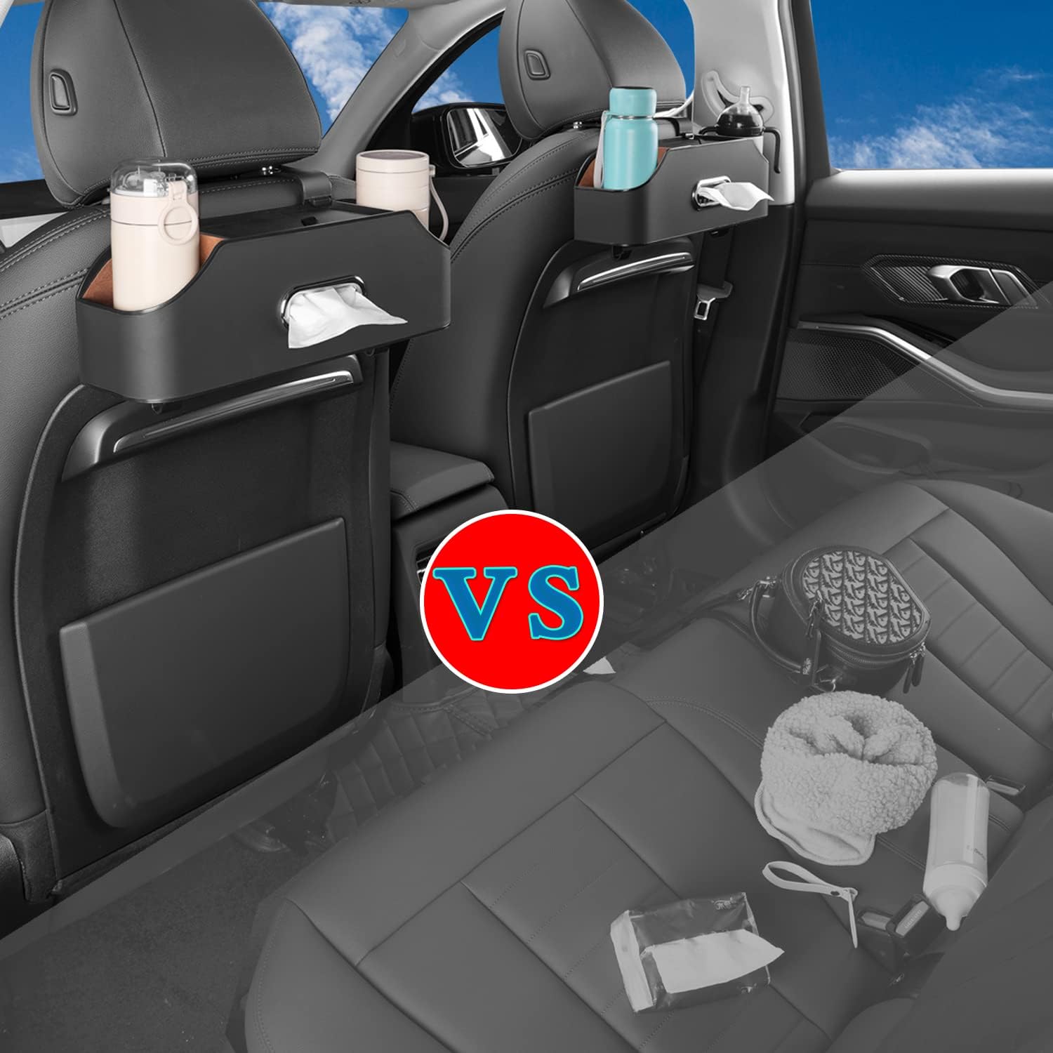Black Multi-Pocket Car Back Seat Organizer