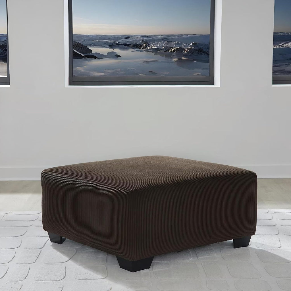 Dark Brown Striped Oversized Ottoman