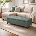 Light Green Faux Leather Storage Ottoman Bench