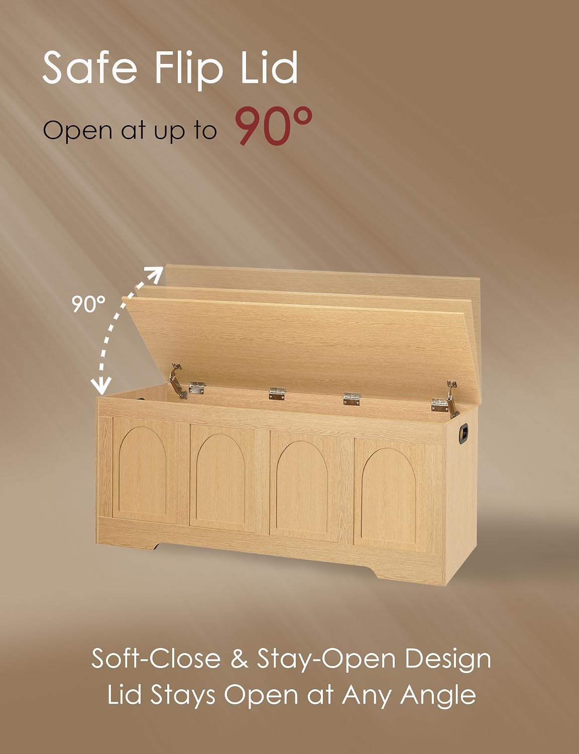 Natural Rattan-Like Safety Hinge Storage Chest Bench