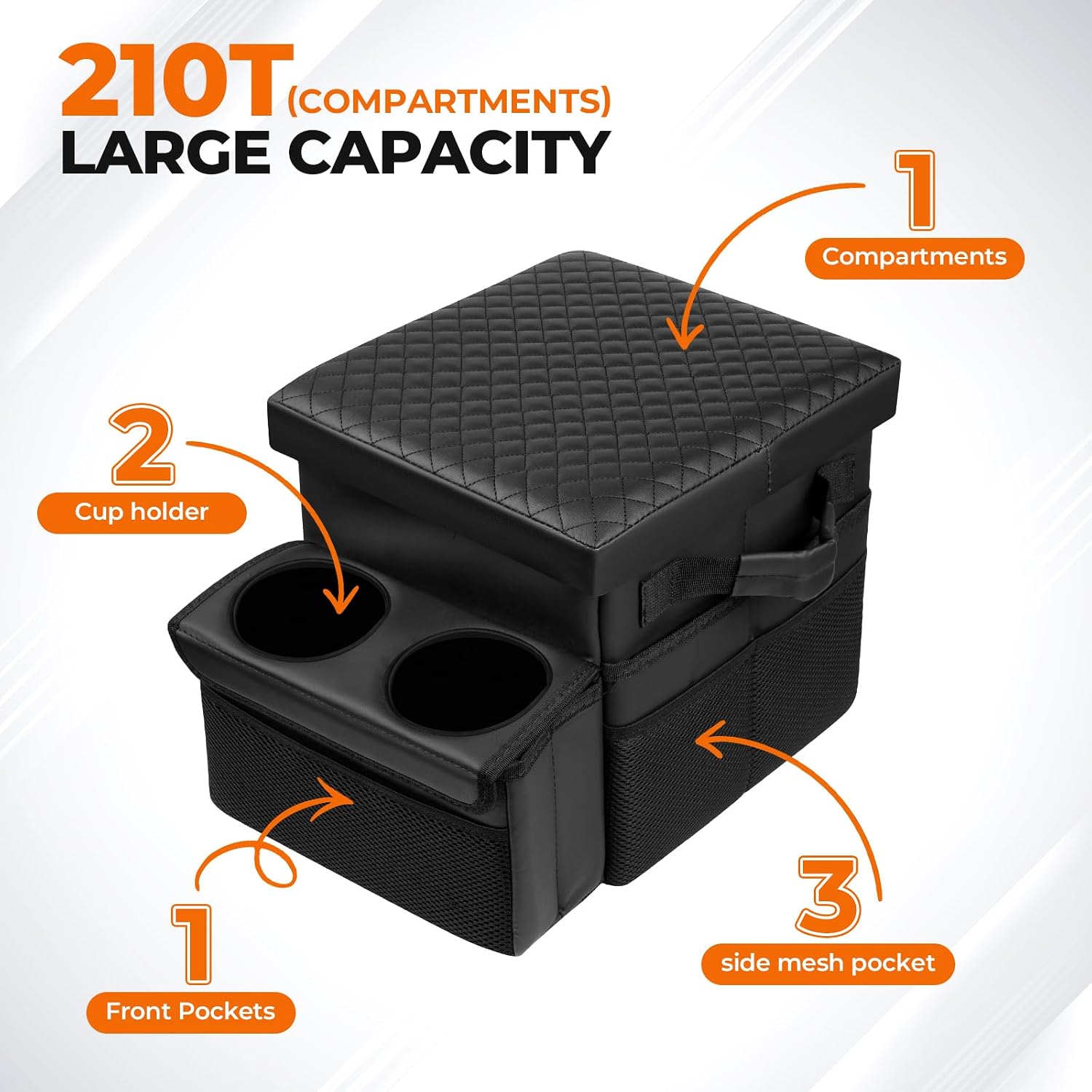 Black Foldable Rear Car Seat Storage Organizer