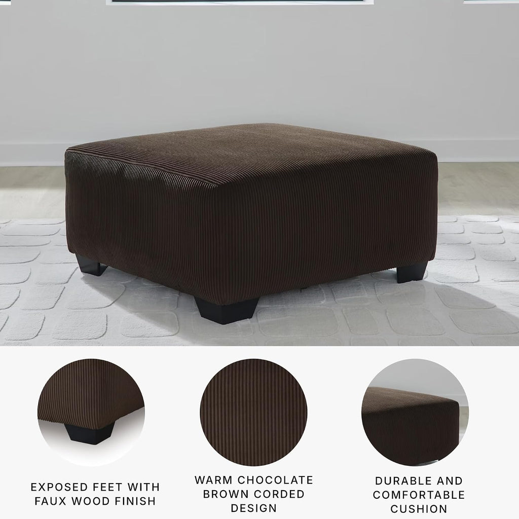 Dark Brown Striped Oversized Ottoman