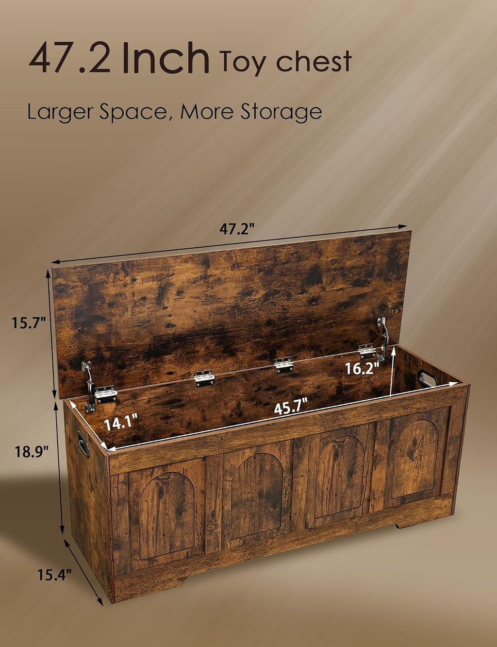 Rustic Brown Flip Top Storage Bench
