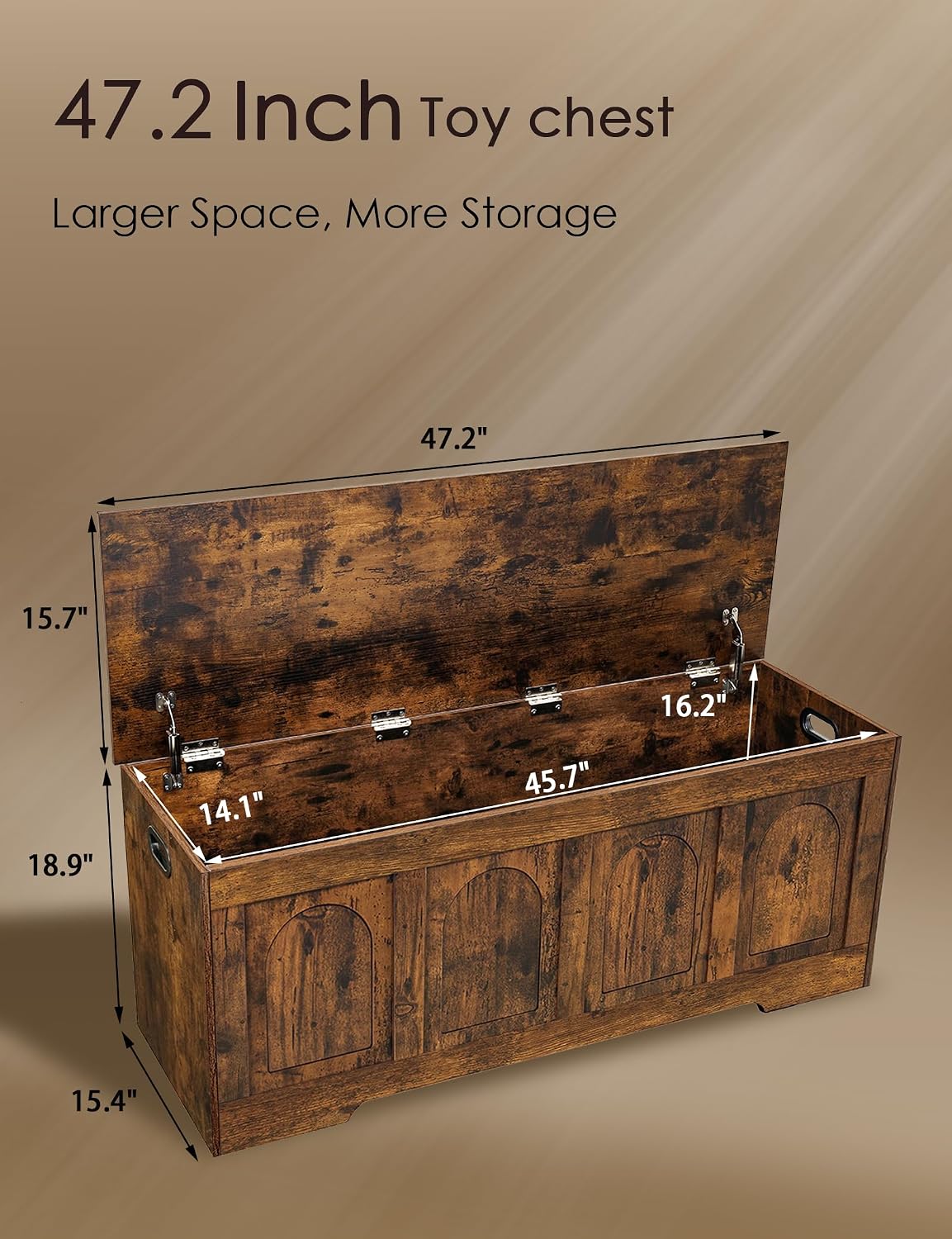 Rustic Brown Flip Top Storage Bench