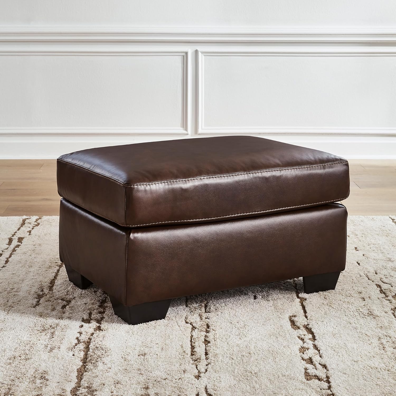 Dark Brown Santorine Leather Ottoman