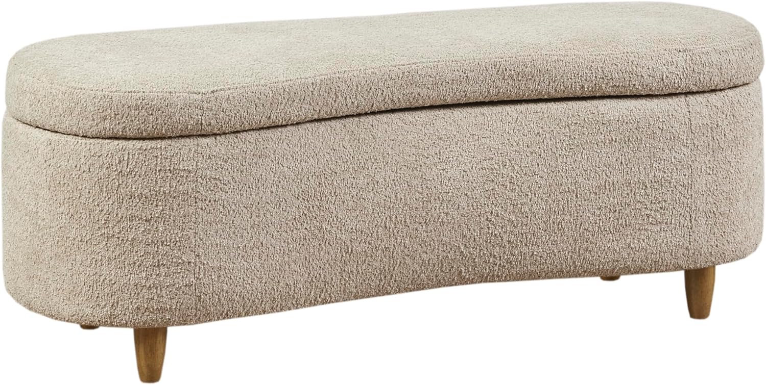 Boucle Curved Storage Accent Bench