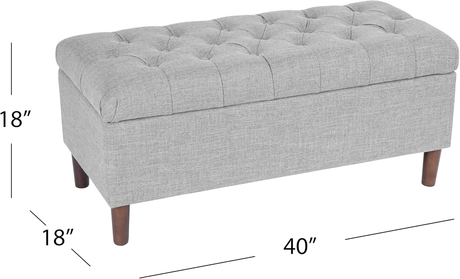 Gray Woven Ainsley Tufted Storage Bench