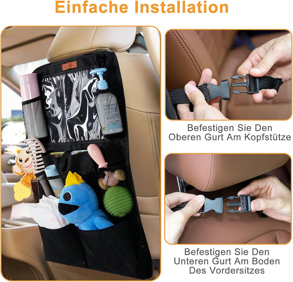 Black Waterproof Kids Backseat Organizer