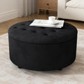 Black Round Tufted Storage Ottoman