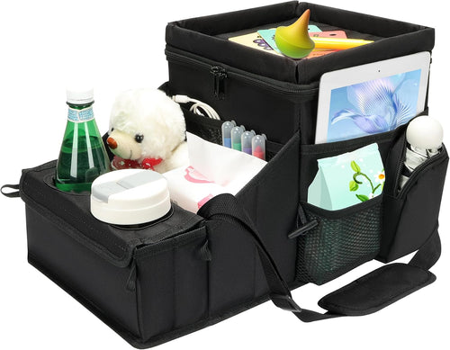 Black Cooler Compartment Car Seat Organizer with Cup Holders
