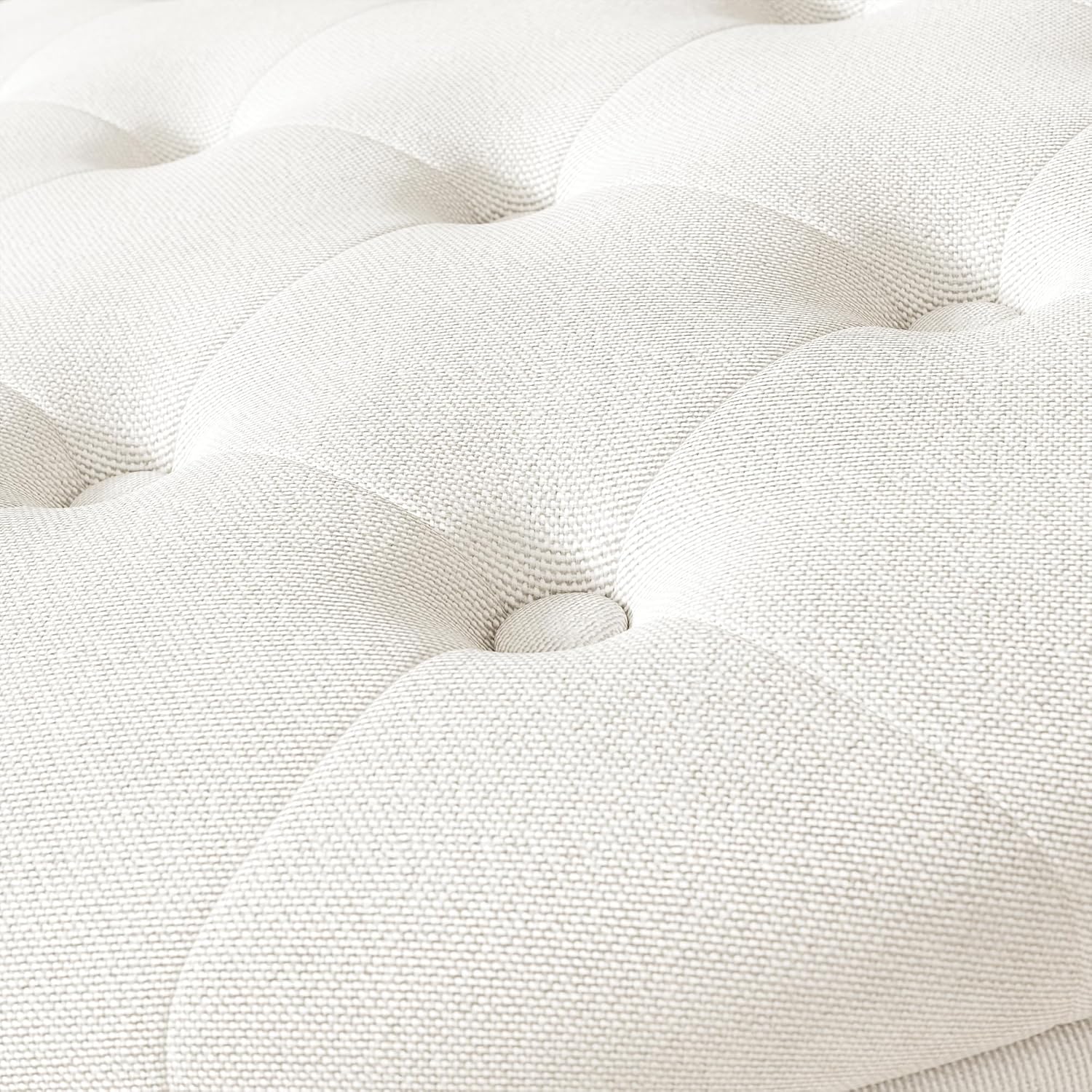 White Tufted Round Storage Ottoman
