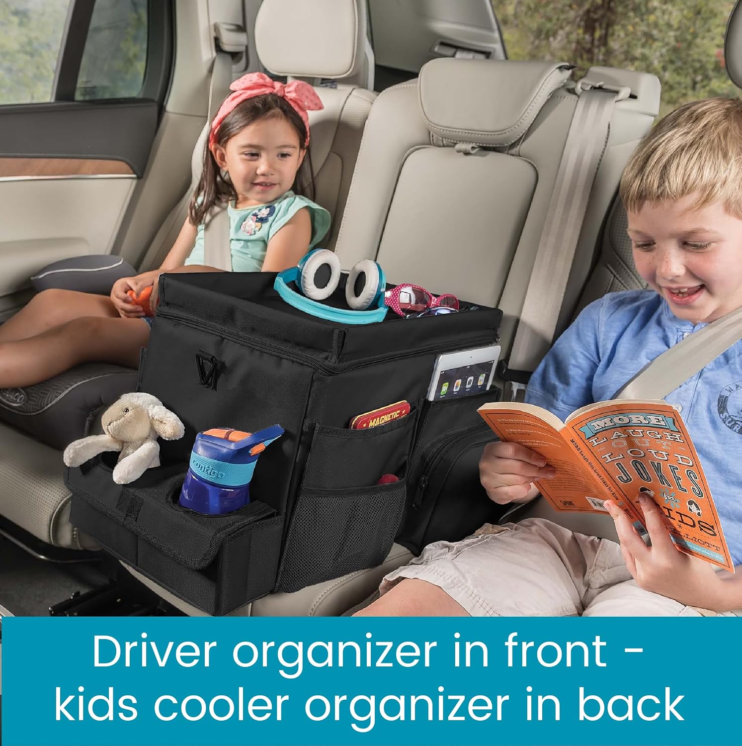 Front Seat Organizer with Cup Holder & Padded Storage Compartment