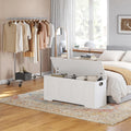 White Rattan-Like Safety Hinge Storage Chest Bench