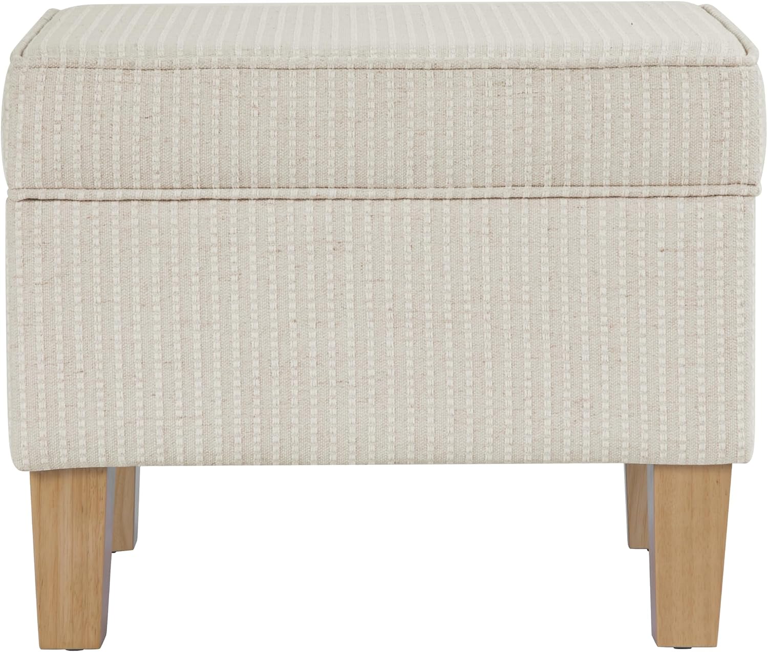 White Woven Stripe Rectangular Storage Ottoman
