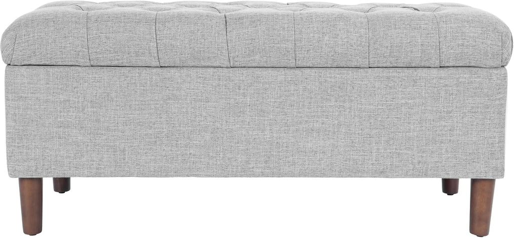 Gray Woven Ainsley Tufted Storage Bench