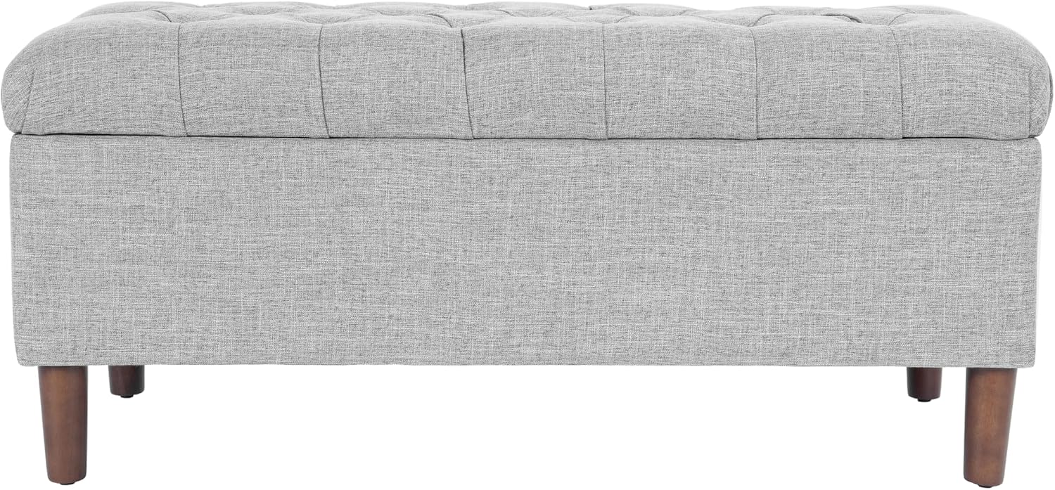 Gray Woven Ainsley Tufted Storage Bench