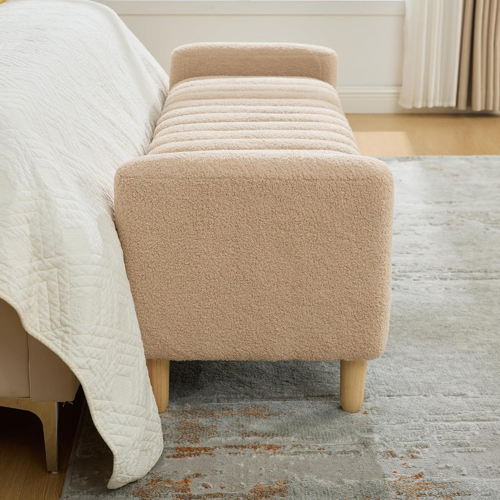 Teddy Fabric Arm Storage Ottoman Bench