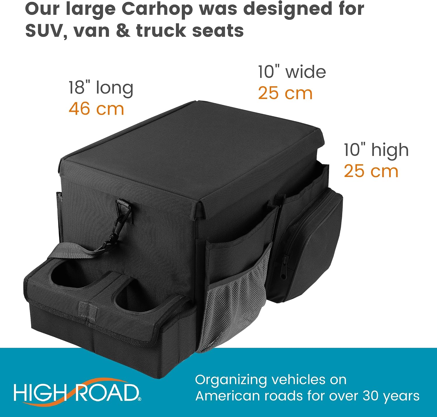 Front Seat Organizer with Cup Holder & Padded Storage Compartment