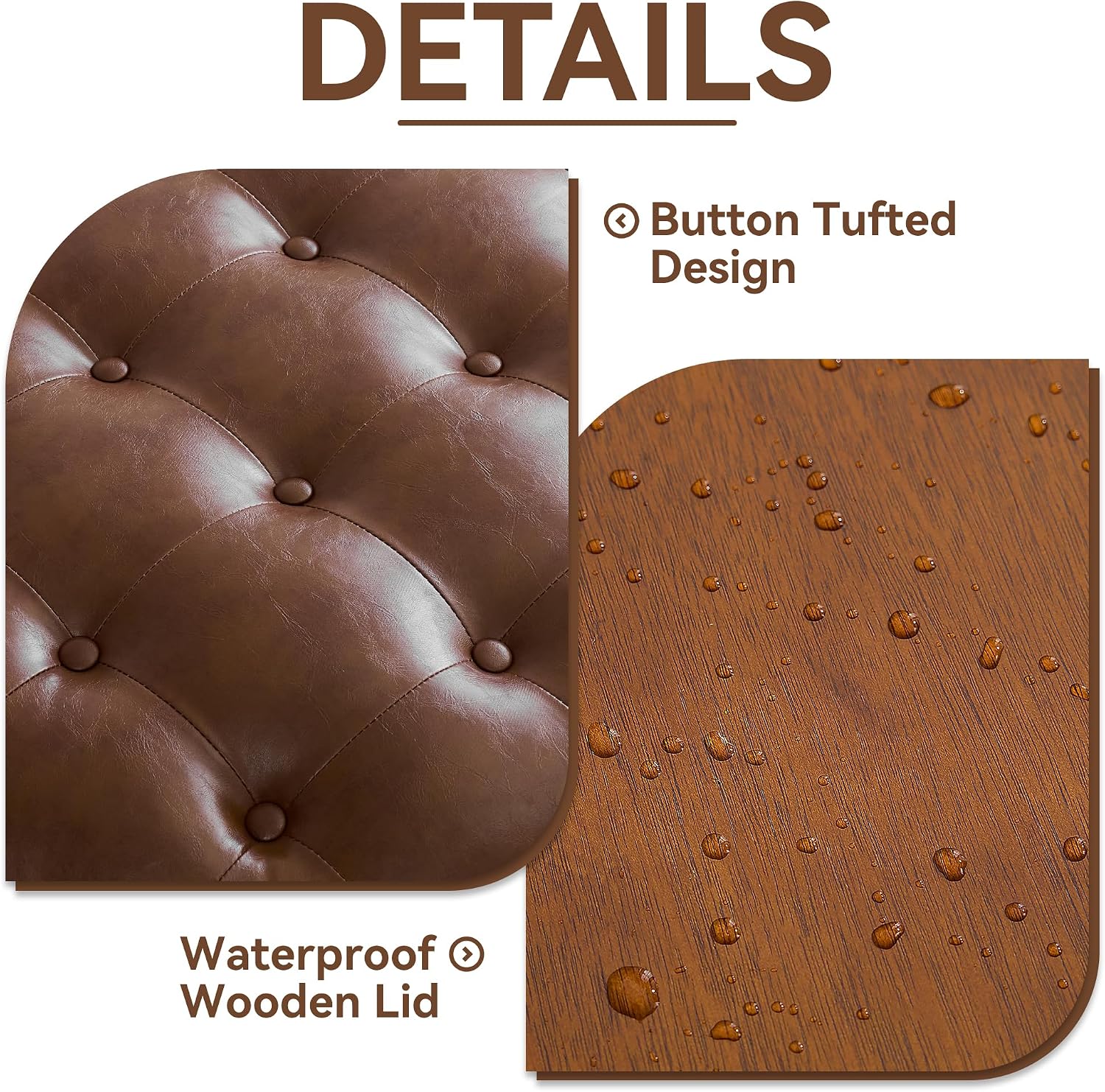 Round Tufted Leather Tray Ottoman