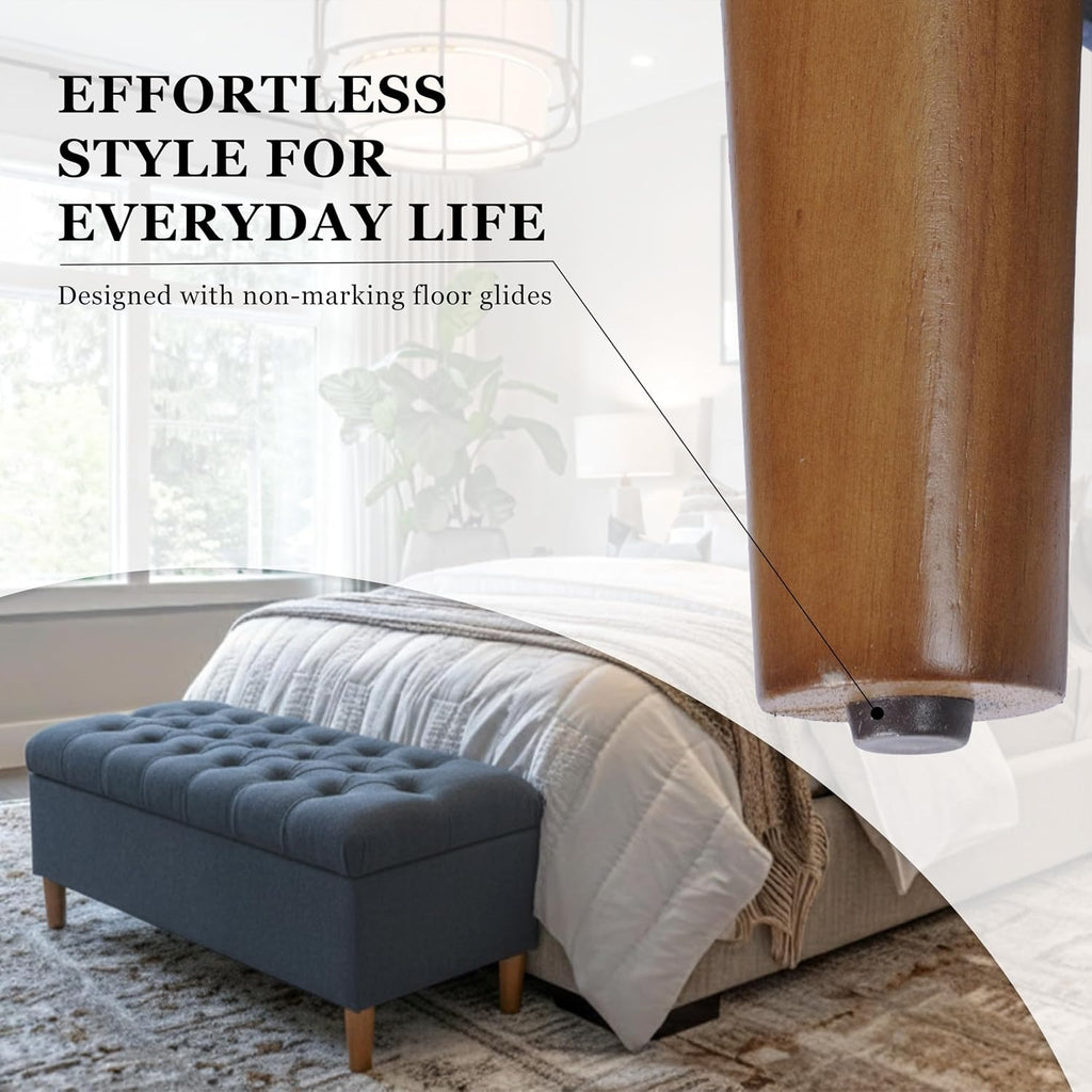 Blue Woven Ainsley Tufted Storage Bench