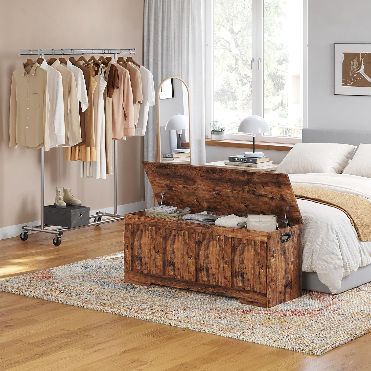 Rustic Brown Flip Top Storage Bench