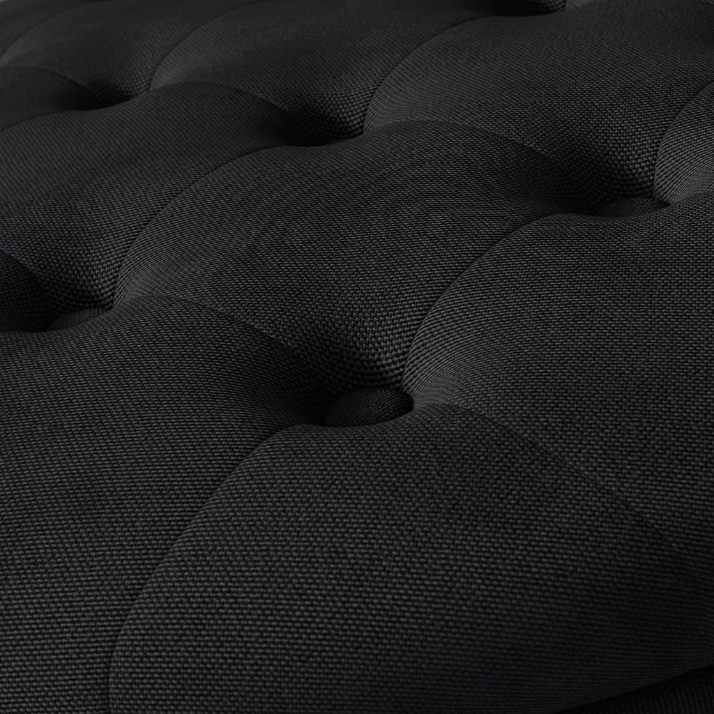 Black Round Tufted Storage Ottoman